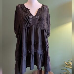Maeve Black Lace Trim Tunic Top